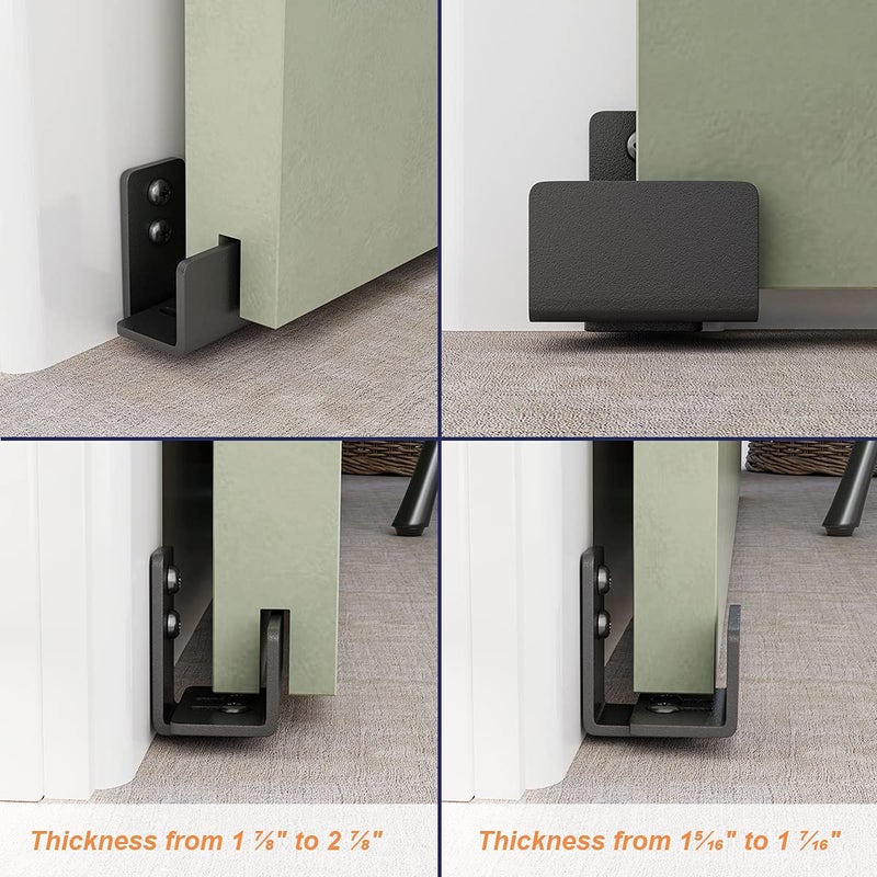 SMARTSTANDARD Adjustable U Shape Barn Door Floor Guide, Wall Mounted Flexible Flush Bottom Guide, Sturdy Steel Material, Black - Image 2
